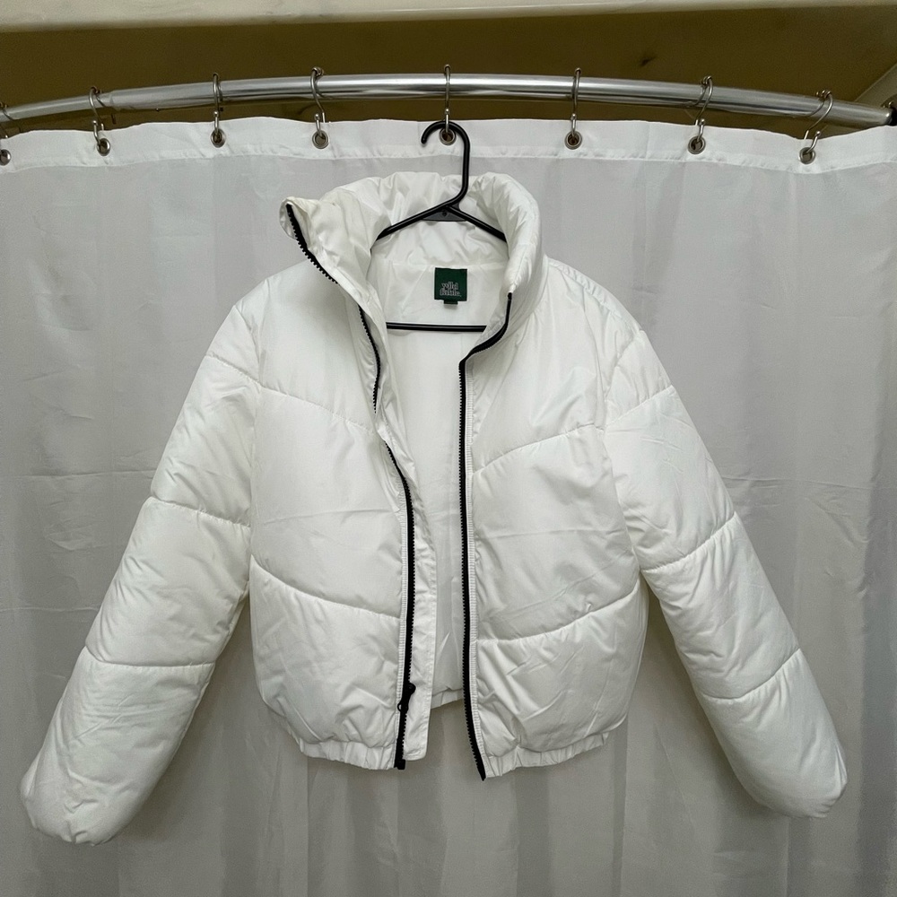 White Puffy Bomber Jacket
